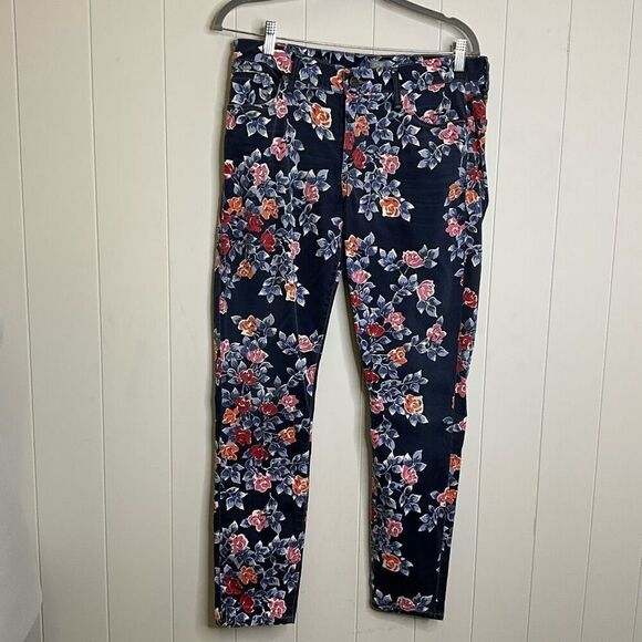 Citizens of Humanity Blue Floral Mandy High Waisted Retro Slim Roll Up Jeans 32 - Picture 1 of 13